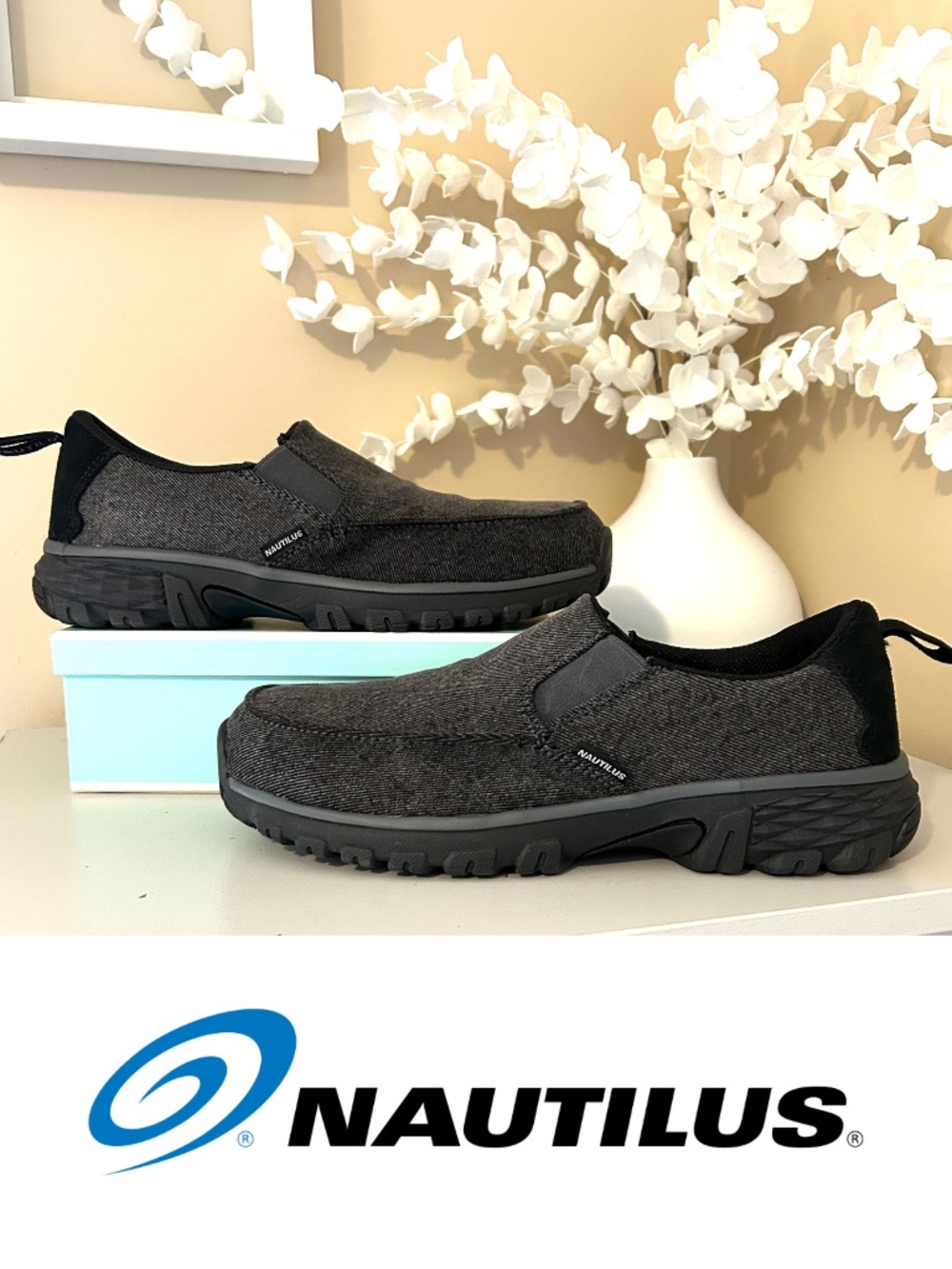 Like New! Nautilus Breeze Women’s Slip On Safety Shoes Charcoal #N1681 Size 9.5